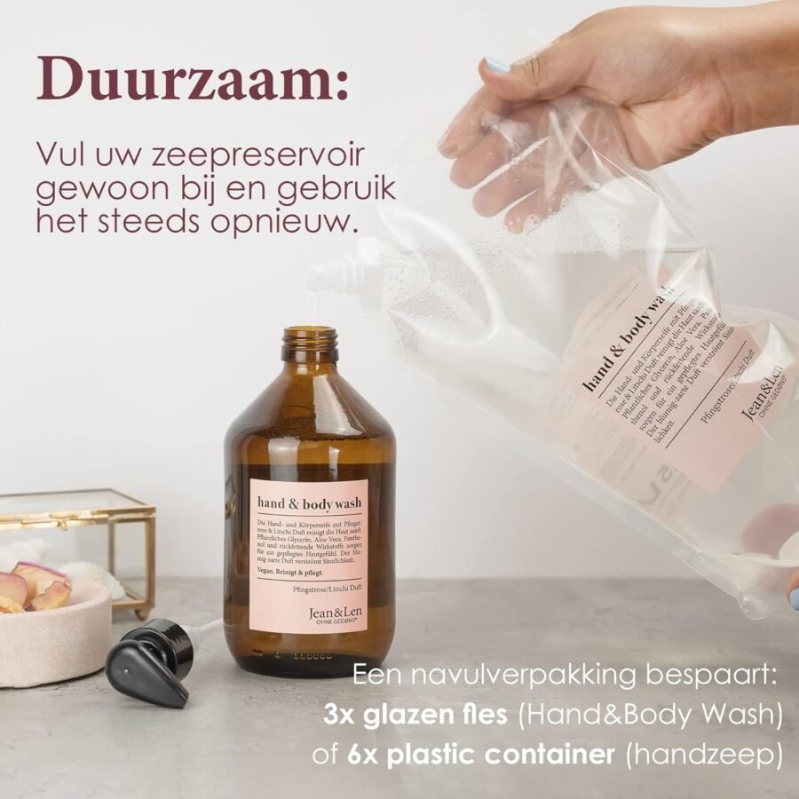 Handzeep Navulverpakking Peony & Lychee 1,5L - Afbeelding 3
