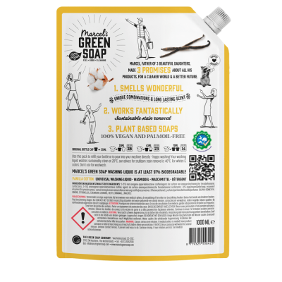 Marcel's Green Soap Wasmiddel Navulverpakking Universeel Vanille & Katoen – extra afbeelding 1