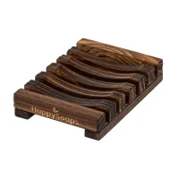 HappySoaps Shampoo Bar - Zeephouder van Donker Hout – hoofdafbeelding