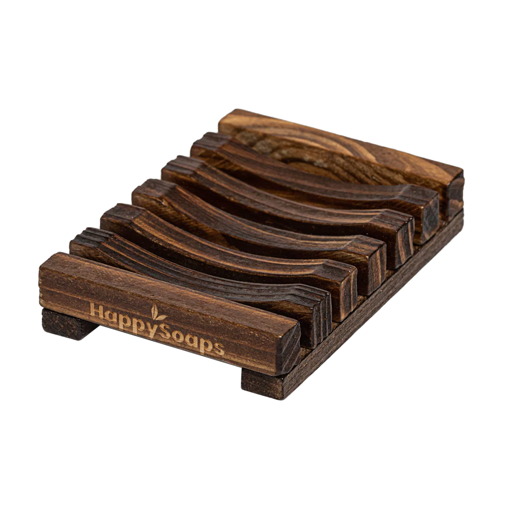 HappySoaps Shampoo Bar - Zeephouder van Donker Hout – hoofdafbeelding