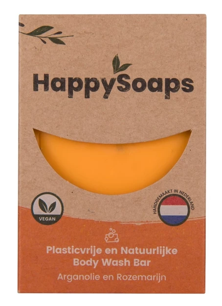 HappySoaps Body Wash Bar Arganolie & Rozemarijn – hoofdafbeelding