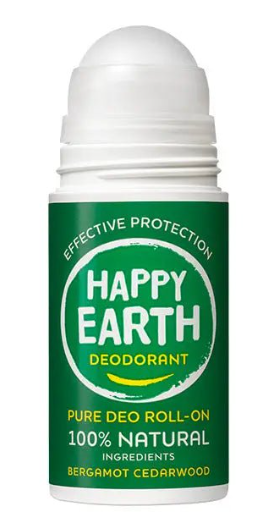 Happy Earth Natural Deodorant Roller Bergamot Cedarwood - 75 ml – extra afbeelding 1