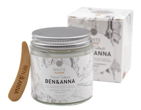 Ben & Anna Toothpaste in Glass Jar With Fluoride (Whitening) - 100 ml – extra afbeelding 1