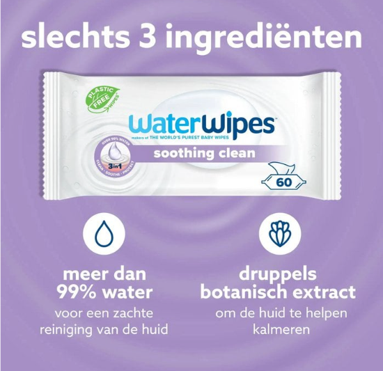 Happy Earth WaterWipes Soothing Cleansing Wipes (48 Wipes) – extra afbeelding 1