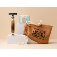 Blokzeep Set met Safety Razor, Juten Meeneemzakje en Natuurlijke Scheerzeep – extra afbeelding 2