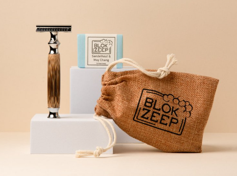 Blokzeep Set met Safety Razor, Juten Meeneemzakje en Natuurlijke Scheerzeep – extra afbeelding 2