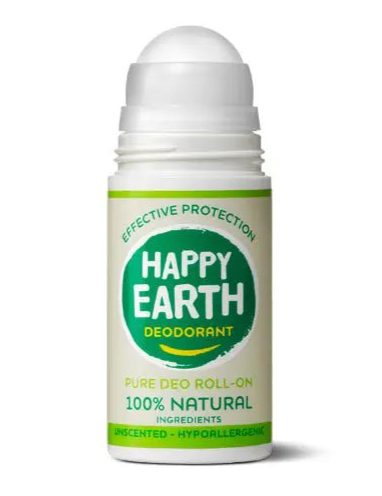 Happy Earth Natural Deodorant Roller Unscented - 75 ml – extra afbeelding 1