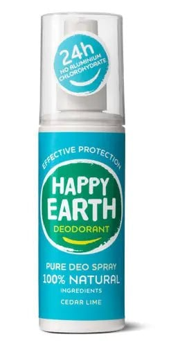 Happy earth Natural Deodorant Spray Cedar Lime