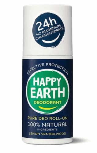 Happy earth Natural Deodorant Roller Lemon Sandalwood