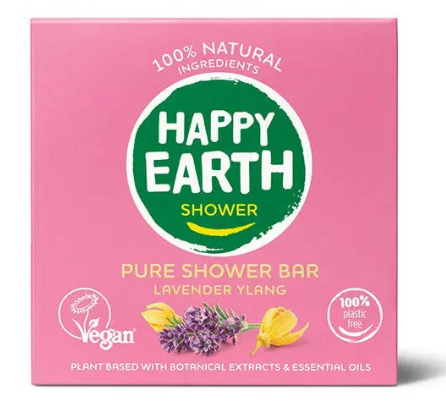 Happy Earth Plasticvrije Shower Bar Lavender Ylang - 90g – extra afbeelding 1