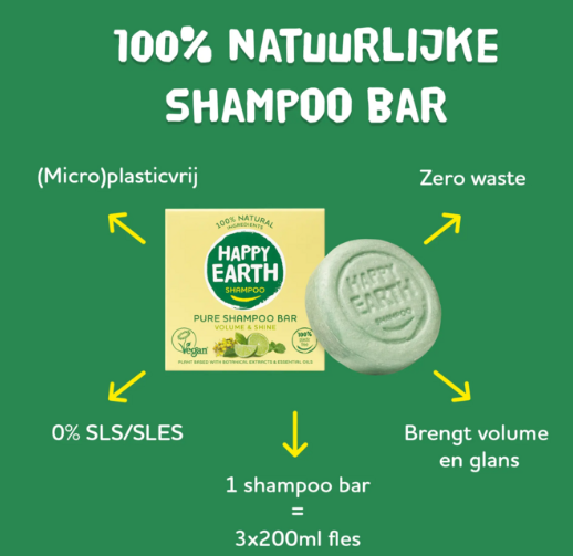 Happy Earth Plasticvrije Shampoo Bar Volume & Shine - 70g – extra afbeelding 2