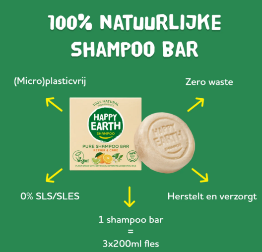 Happy Earth Plasticvrije Shampoo Bar Repair & Care - 90g – extra afbeelding 2
