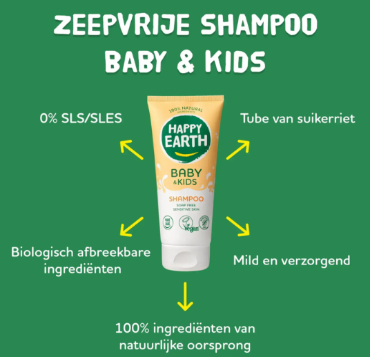 Happy Earth Mini Zeepvrije Shampoo Baby & Kids - 100 ml – extra afbeelding 1