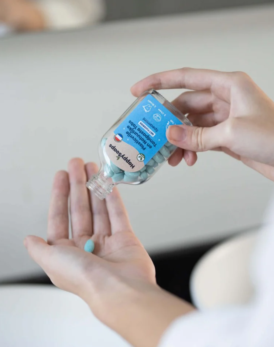 HappySoaps Tandpasta Tabs - Met Fluoride - Spearmint - 62 tabs – extra afbeelding 2