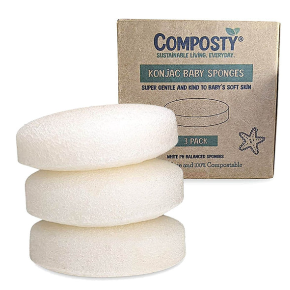 Composty | Konjac Baby Bath Sponges | 3 Pack | The Softest Baby Sponge