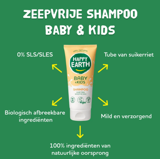 Happy Earth Zeepvrije Shampoo Baby & Kids - 200 ml – extra afbeelding 1