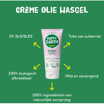 Happy Earth Crème Olie Wasgel Baby & Kids – extra afbeelding 1