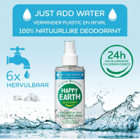 Happy Earth Natuurlijke Just Add Water Deo Spray Unscented – extra afbeelding 1