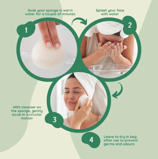 Composty Super Soft Konjac Facial Sponges - 4 st. – extra afbeelding 2