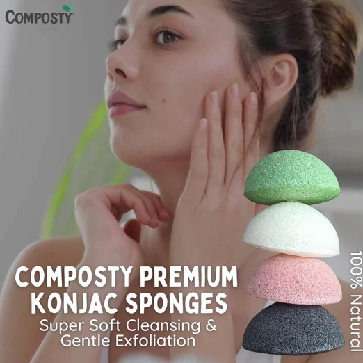 Composty Super Soft Konjac Facial Sponges - 4 st. – extra afbeelding 3