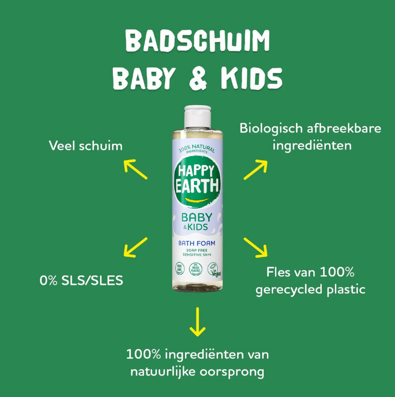 Happy Earth Baby & Kids Badschuim - 300 ml – extra afbeelding 1