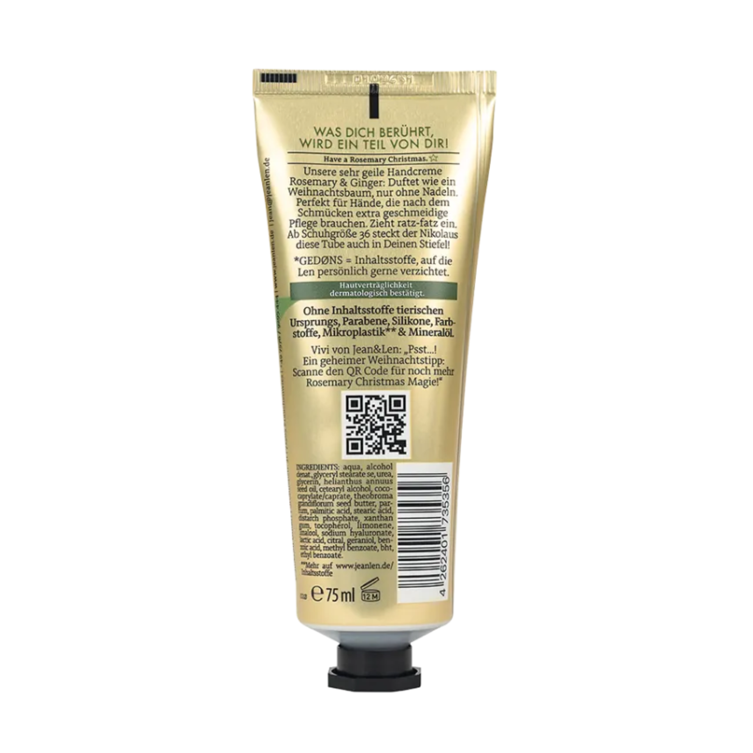 Jean & Len Handcrème met Rosemary & Ginger – Kersteditie – 75 ml – extra afbeelding 1